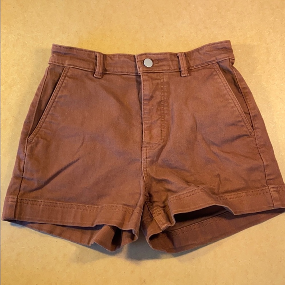 Everlane Cotton Twill High Waist Shorts